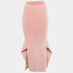Pre Owned Stella McCartney Red Knit Slit Midi Skirt XS  