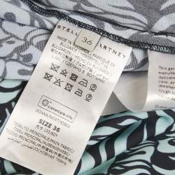 Pre Owned Stella McCartney Blue Printed Crepe de Chine Midi Skirt XS