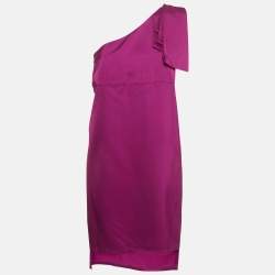 Pre Owned Stella McCartney Burgundy Pink Satin One Shoulder Mini Dress S