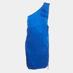 Pre Owned Stella McCartney Blue Satin One Shoulder Mini Dress M
