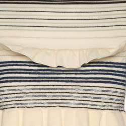Pre Owned Stella McCartney Cream/Blue Striped Rib Knit Cropped Striped Frill Jumper S