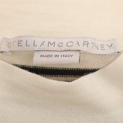 Pre Owned Stella McCartney Cream/Blue Striped Rib Knit Cropped Striped Frill Jumper S