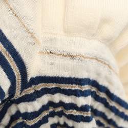 Pre Owned Stella McCartney Cream/Blue Striped Rib Knit Cropped Striped Frill Jumper S