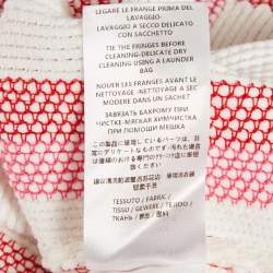 Pre Owned Stella McCartney White/Pink Open Striped Knit Fringe Detail Dress M