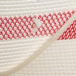 Pre Owned Stella McCartney White/Pink Open Striped Knit Fringe Detail Dress M