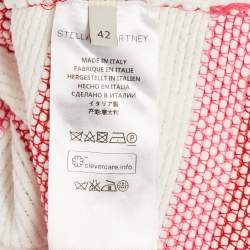 Pre Owned Stella McCartney White/Pink Open Striped Knit Fringe Detail Dress M