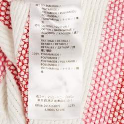 Pre Owned Stella McCartney White/Pink Open Striped Knit Fringe Detail Dress M