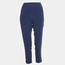 Pre Owned Stella McCartney Blue Crepe Elasticated Crepe Trousers M