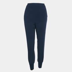 Pre Owned Stella McCartney Navy Blue Crepe Joggers M
