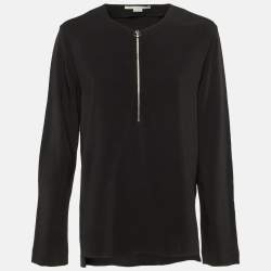 Pre Owned Stella McCartney Black Crepe Zip Front Blouse M