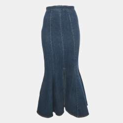 Pre Owned Stella McCartney Blue Denim Flared Maxi Skirt S
