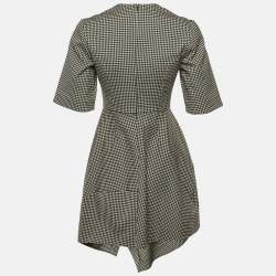 مملوكة مسبقًا فستان ستيلا مكارتني نقش هوندستوث قطن غير متماثل أسود/كريمي مقاس صغير