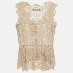 Pre Owned Stella McCartney Beige Lace Sleeveless Top XS