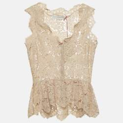 Pre Owned Stella McCartney Beige Lace Sleeveless Top XS