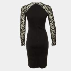 Pre Owned Stella McCartney Black Jersey & Mesh Knee Length Sheath Dress S