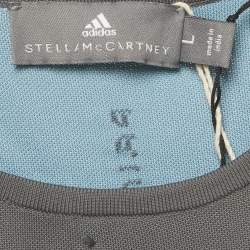 مملوكة مسبقًا ملابس رياضية ستيلا مكارتني إكس أديداس رمادي / أزرق نسيج قميص وتشيرت مع ليجنز كبير