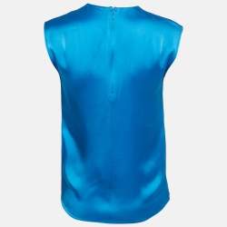 Pre Owned Stella McCartney Blue Sateen Sleeveless Top S