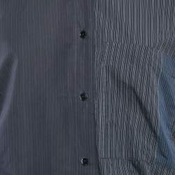 مملوكة مسبقًا قميص ستيلا مكارتني بخطوط دقيقة قطن أزرق كحلي مكشكش مقاس متوسط - ميديم