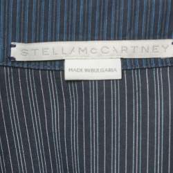 مملوكة مسبقًا قميص ستيلا مكارتني بخطوط دقيقة قطن أزرق كحلي مكشكش مقاس متوسط - ميديم