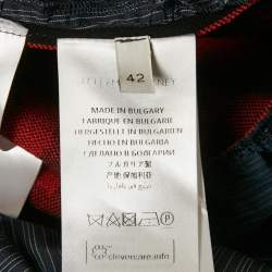 مملوكة مسبقًا قميص ستيلا مكارتني بخطوط دقيقة قطن أزرق كحلي مكشكش مقاس متوسط - ميديم