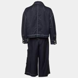 Pre Owned Stella McCartney Navy Blue Cotton &Linen Blend Zip Up Jacket & Pants Set L