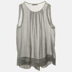 Pre Owned Stella McCartney Grey Silk Sheer Sleeveless Top M