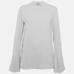 Pre Owned Stella McCartney Grey Crepe Flared Sleeve Blouse M
