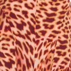 Pre Owned Stella McCartney Brown Leopard Print Silk Asymmetric Midi Skirt M