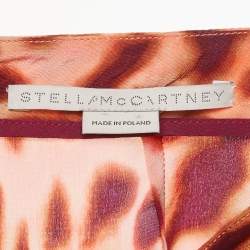 Pre Owned Stella McCartney Brown Leopard Print Silk Asymmetric Midi Skirt M