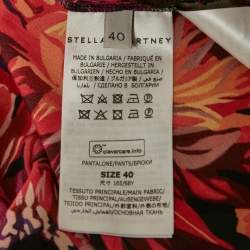 Pre Owned Stella McCartney Red Floral Print Silk Tie-Up Trousers S