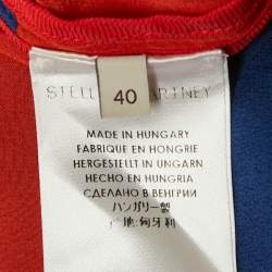 مملوكة مسبقًا Stella McCartney Blue /Orange Striped Silk Full Sleeve Top S