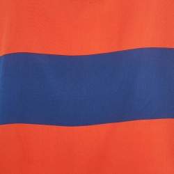 مملوكة مسبقًا Stella McCartney Blue /Orange Striped Silk Full Sleeve Top S