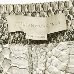 Pre Owned بنطلون تريّض ستيلا مكارتني رمادي بنقشة جلد الثعبان حرير بحافة مضلعة مقاس صغير (سمول)