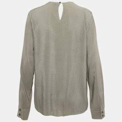 Pre Owned Stella McCartney Black/Grey Printed Silk Blouse M