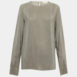 Pre Owned Stella McCartney Black/Grey Printed Silk Blouse M