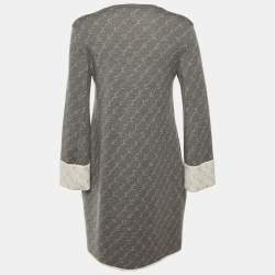 مملوكة مسبقًا Stella McCartney Grey /Cream Logo Wool Knit Mini Dress M