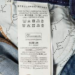 مملوكة مسبقًا بنطلون جينز ستيلا مكارتني دنيم أزرق بتفاصيل شريط شعار ضيقة مقاس صغير محيط الخصر 24 بوصة