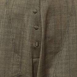 مملوكة مسبقًا بنطال ستيللا مكارتني صوف بني مخطط واسع الساق مقاس وسط (ميديوم)