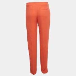 مملوكة مسبقًا بنطلون ستيلا مكارتني صوف وقطن بنمط أسود بقصة ساق مستقيمة مقاس متوسط - ميديم