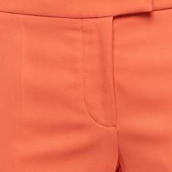 مملوكة مسبقًا بنطلون ستيلا مكارتني صوف وقطن بنمط أسود بقصة ساق مستقيمة مقاس متوسط - ميديم