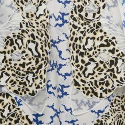 Pre Owned Stella McCartney White Printed Silk Ruffled Midi Skirt M