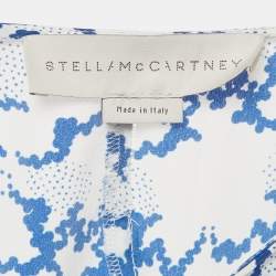 Pre Owned Stella McCartney White Printed Silk Ruffled Midi Skirt M