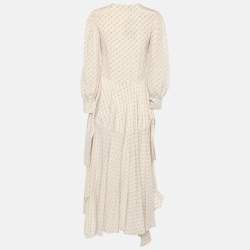 مملوكة مسبقًا فستان ستيلا ماكارتني مارلي متوسط الطول بطبعة شعار أبيض مقاس صغير