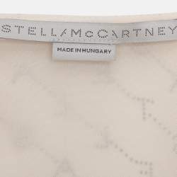 مملوكة مسبقًا فستان ستيلا ماكارتني مارلي متوسط الطول بطبعة شعار أبيض مقاس صغير