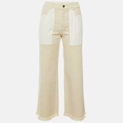 مملوكة مسبقًا Stella McCartney Beige Denim Frayed Hem Jeans S Waist 26"