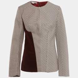 مملوكة مسبقًا Stella McCartney Burgundy Velvet & Patterned Wool Patch Detail Top S