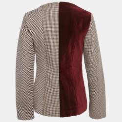 مملوكة مسبقًا Stella McCartney Burgundy Velvet & Patterned Wool Patch Detail Top S