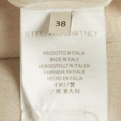 Pre Owned فستان ستيلا مكارتني شيفون حرير بيج مطرز قصير مقاس صغير (سمول)