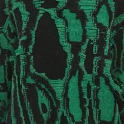Pre Owned Stella McCartney Black/Green Frayed Knit Crewneck Sweater M