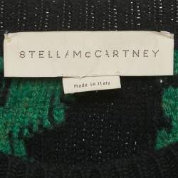 Pre Owned Stella McCartney Black/Green Frayed Knit Crewneck Sweater M